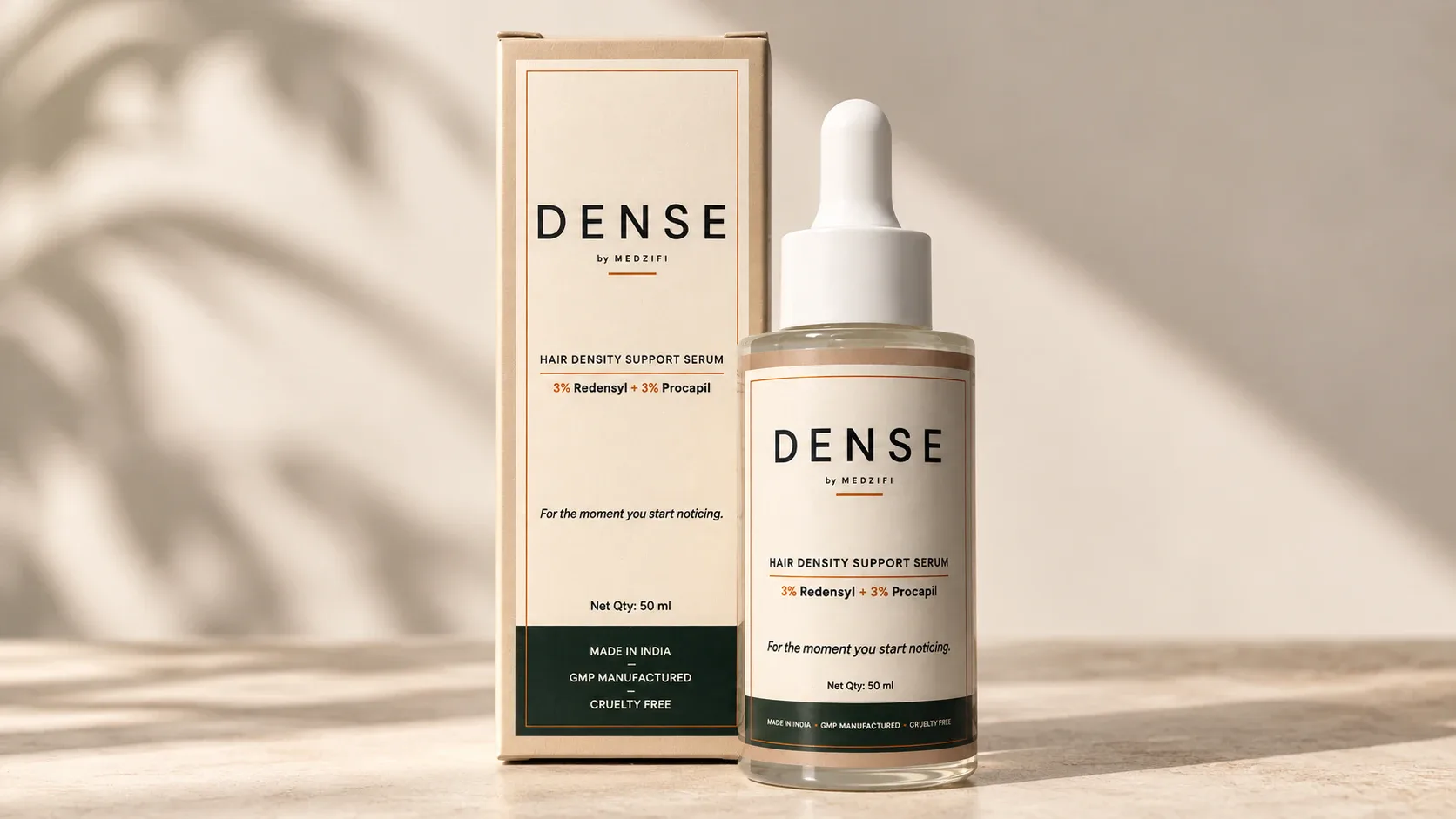 Dense serum bottle and packaging