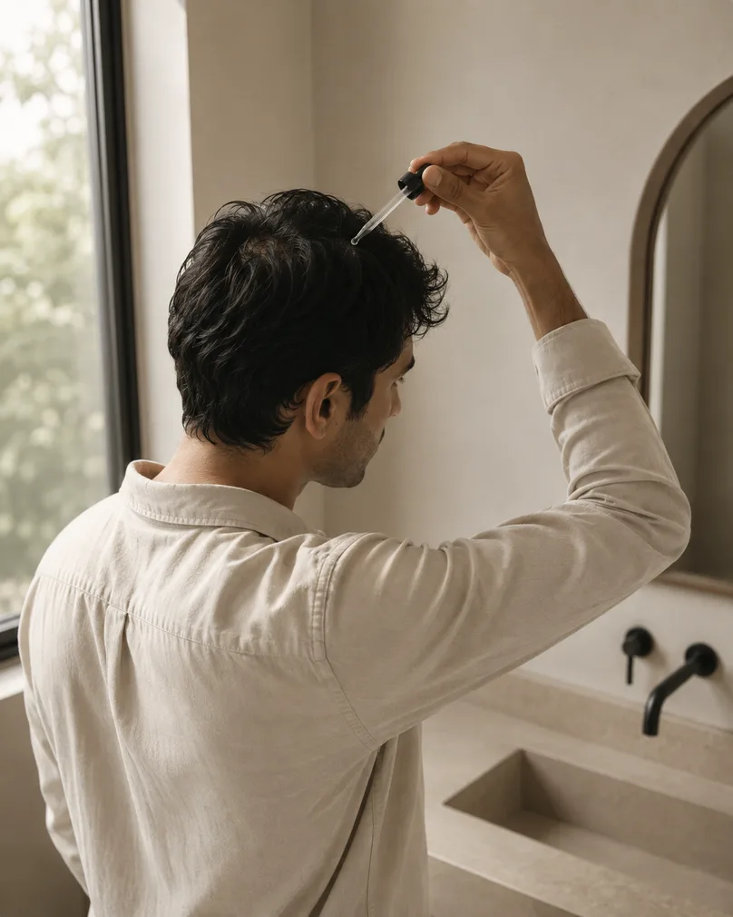 Dense serum being applied during a morning routine